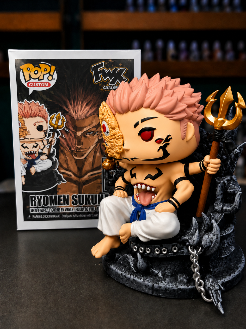Custom Ryomen Sukuna Jujutsu Kaisen Funko Pop Figure – Handmade Anime Collectible