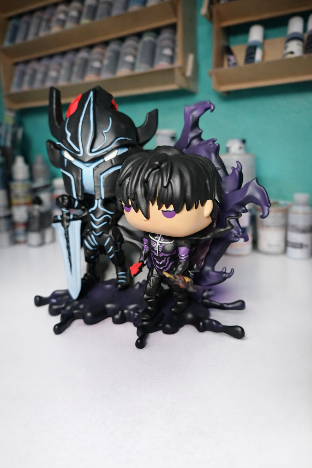 Custom Sung Jin Woo and Igris Solo Leveling Funko Pop Figure – Handmade Anime Collectible