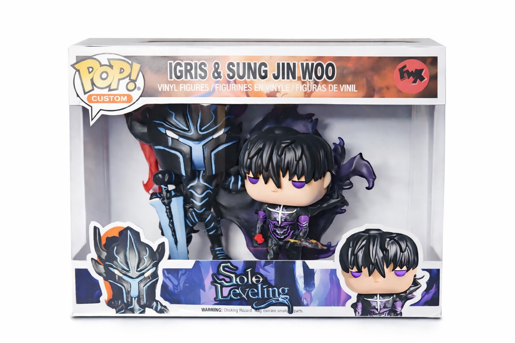 Custom Sung Jin Woo and Igris Solo Leveling Funko Pop Figure – Handmade Anime Collectible