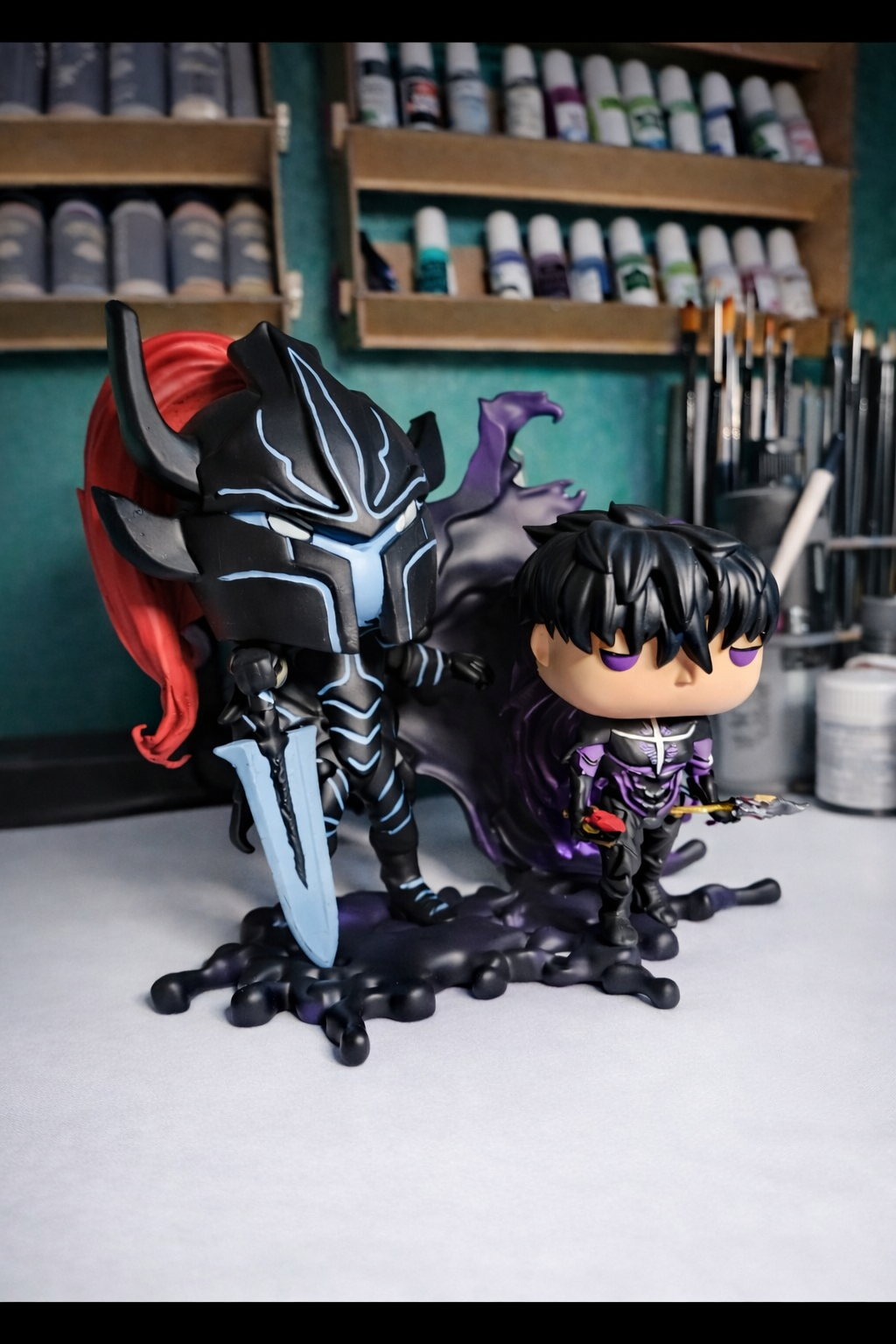 Custom Sung Jin Woo and Igris Solo Leveling Funko Pop Figure – Handmade Anime Collectible