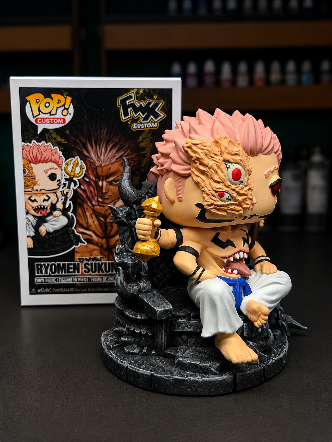 Custom Ryomen Sukuna Jujutsu Kaisen Funko Pop Figure – Handmade Anime Collectible