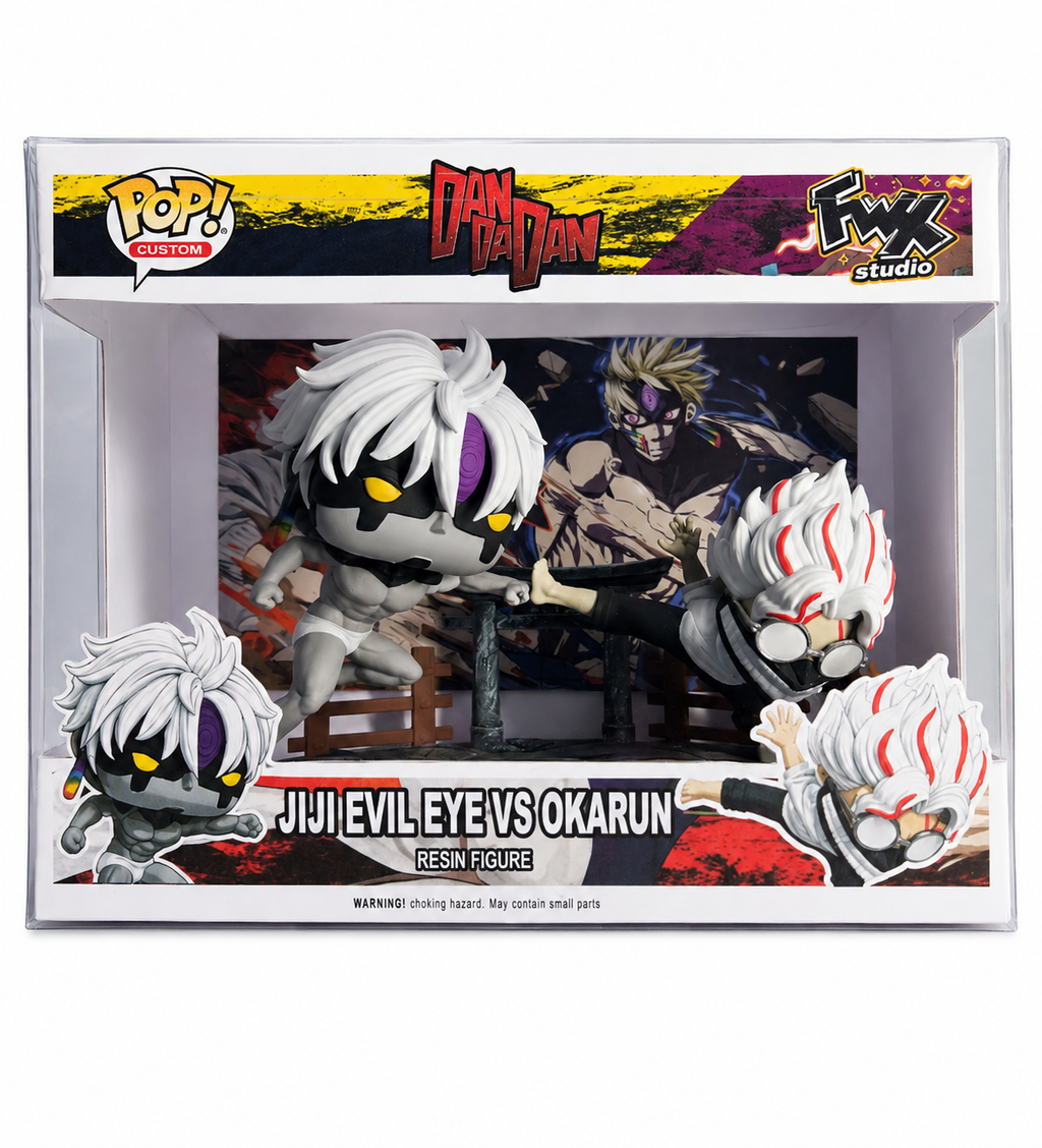 Jiji Evil eye VS Okarun dandadan custom pop anime collectible