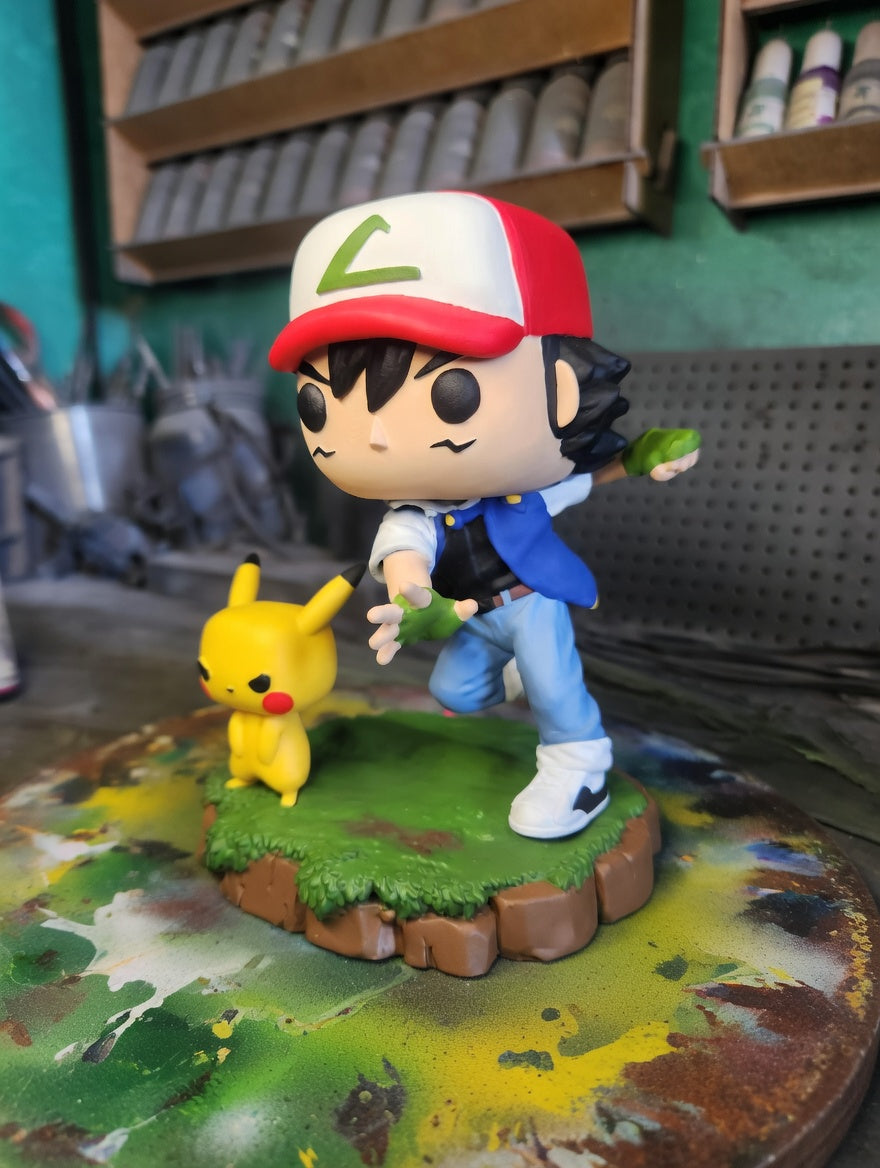 Ash ketchum pikachu pokemon custom funko pop