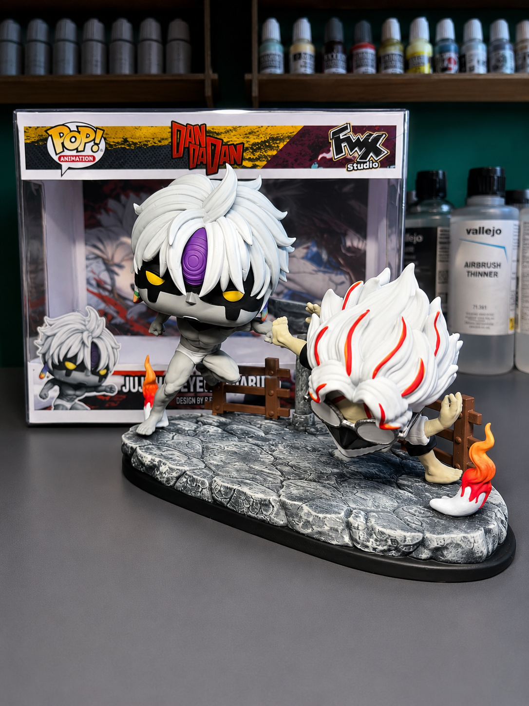 Jiji Evil eye VS Okarun dandadan custom pop anime collectible