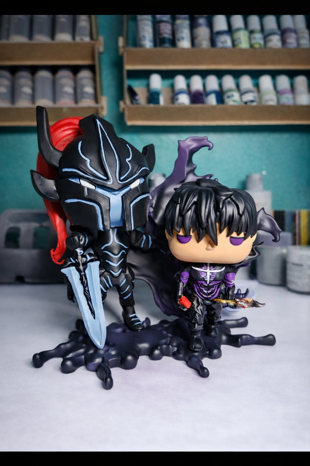 Custom Sung Jin Woo and Igris Solo Leveling Funko Pop Figure – Handmade Anime Collectible