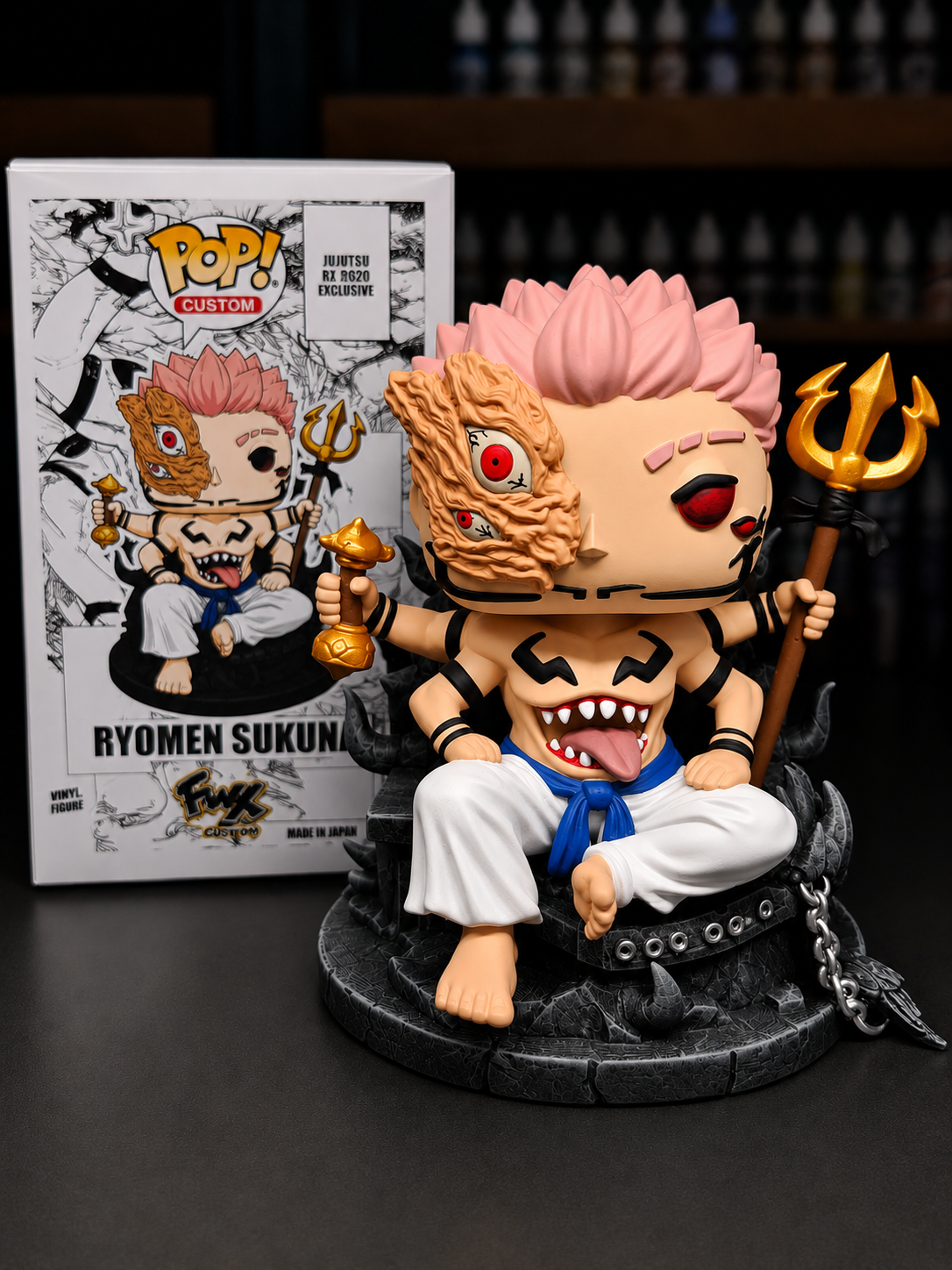 Custom Ryomen Sukuna Jujutsu Kaisen Funko Pop Figure – Handmade Anime Collectible