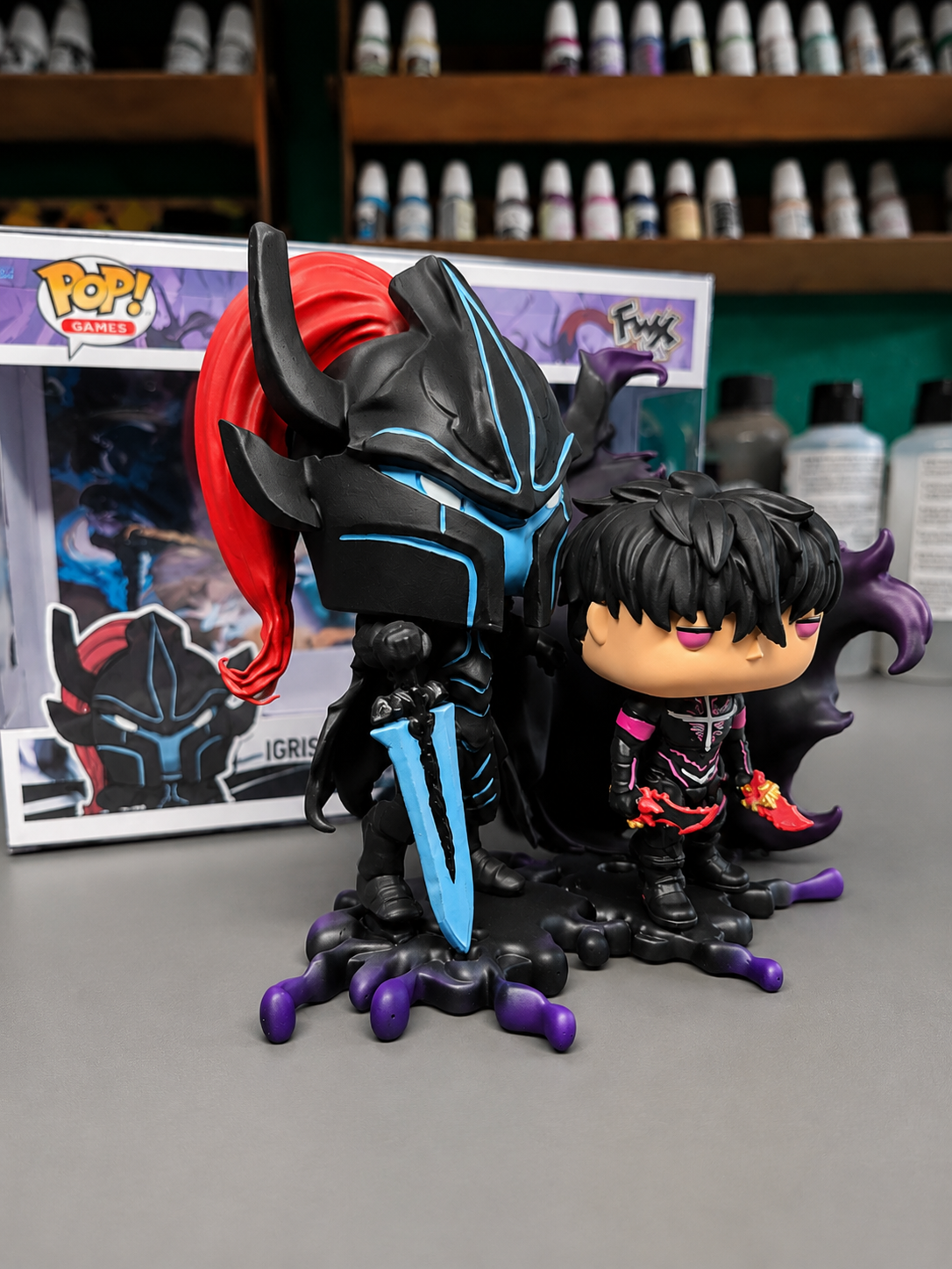 Custom Sung Jin Woo and Igris Solo Leveling Funko Pop Figure – Handmade Anime Collectible